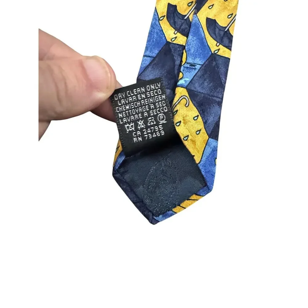 Disney Winnie the Pooh Rain Umbrellas Cartoon Vintage 100% Silk Necktie Novelty
